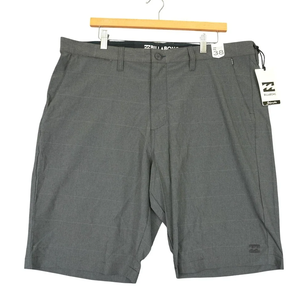 NEW Billabong Hybrid Shorts Mens 38 Grey Submersibles Crossfire X Stretch Plaid